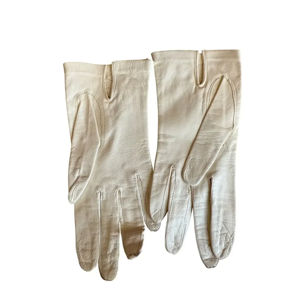 Vintage White Italian Leather Gloves
